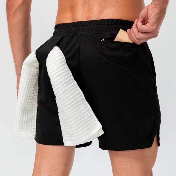 

shorts men yoga camos breathable gym pants with towel buckle loose casual running lulu lemon lululemens time limited, White;black