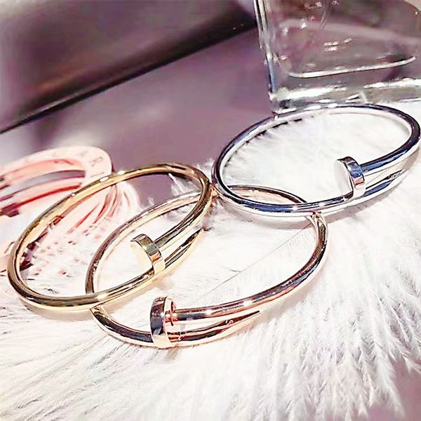 

high end womens nail bangle bracelet classic designer bracelet 18k gold original jewelry valentines day wedding gift 316l stainless steel, Black