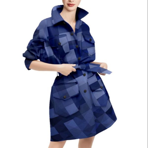 

women's trench coat new spring fashion popular plaid windbreaker coat high-end luxury designer clothes for women brand blue dresses, Tan;black