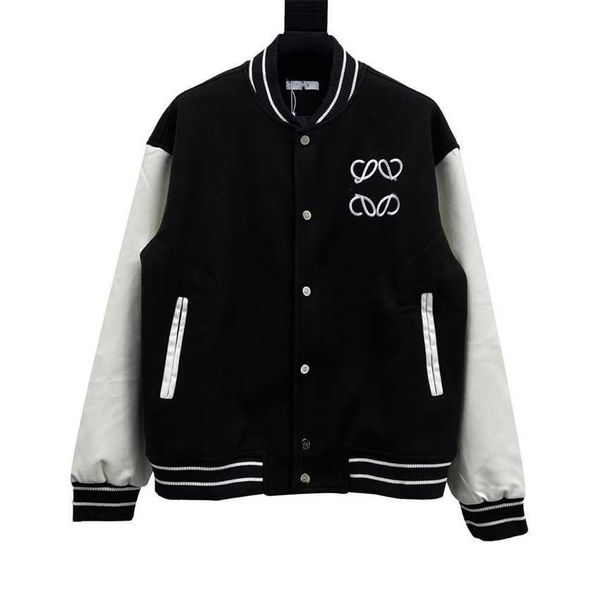 

fashion brand jacket high version 2023 autumn and winter new lowe back towel embroidery panel contrast bomber, Black;brown