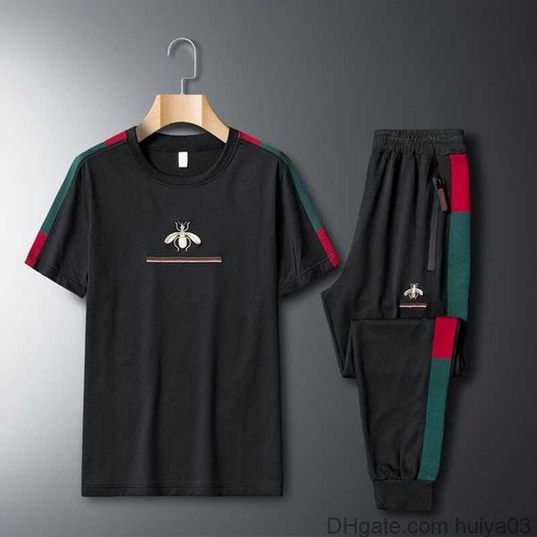 

short-sleeved t-shirt suit men simple fashion lovers leisure two-piece fashion sports summer suit huiya03, Gray