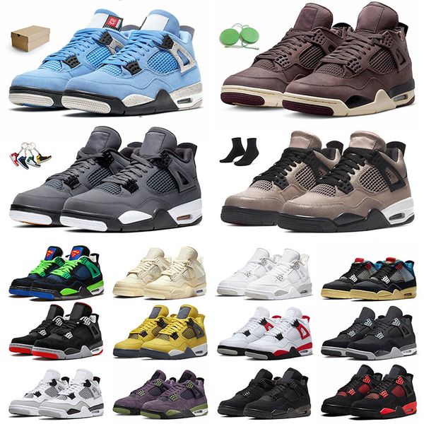 

jorden 4s violet ore basketball shoes classic cool grey white oreo jumpman 4 union off noir university blue men women midnight navy trainers