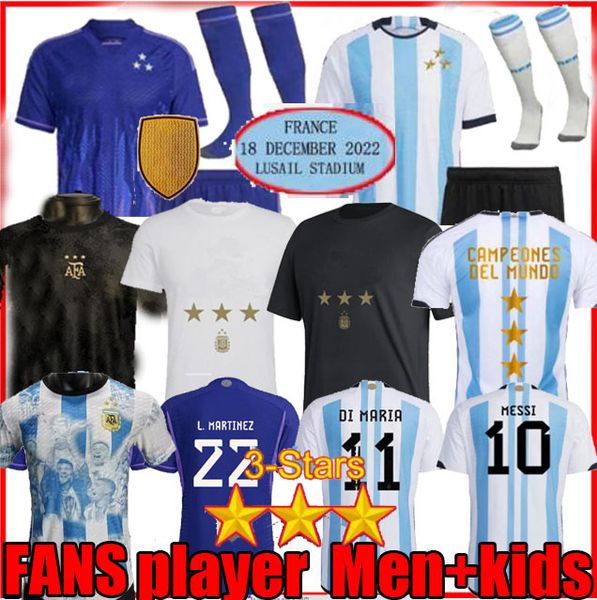 

3 stars 2022 argentina soccer jerseys 22 23 fans player version messis mac allister dybala di maria martinez de paul final commemorate speci, Black;yellow
