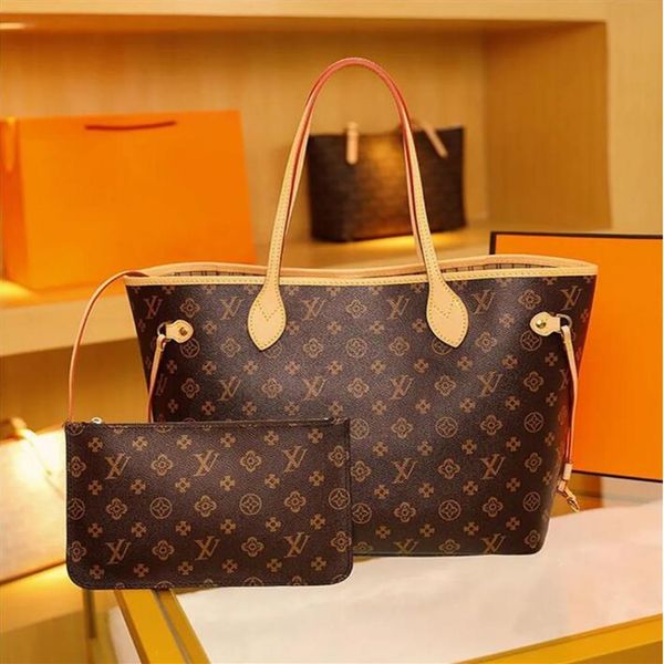 

6 colors lattice 2pcs set shopping bags women pu leather handbag womenhandbag ladies designer handbags lady clutch p240o