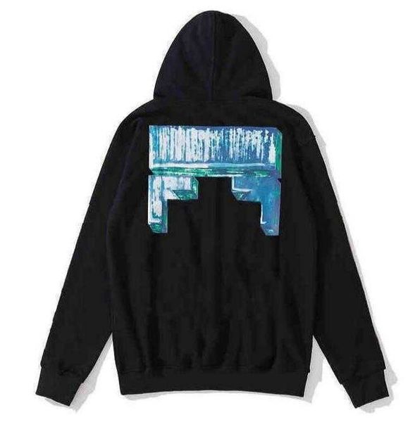 

loose classic mens offs sweatshirts fashion brand hoodie designers luxury pullover back oil paint arrow x men women t shirt ge, Black