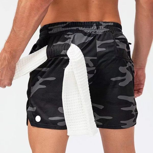 

shorts men yoga camos breathable gym pants with towel buckle loose casual running lulu lemon lululemens at a loss, White;black