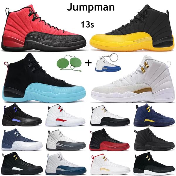 

jumpman 12s mens retro basketball shoes black taupe haze university blue red thunder sail men women jorda 12 size 4.5-15.5