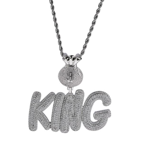 

ling a-z custom name letters pendant necklaces dollar symbol buckle full bling zircon, Silver
