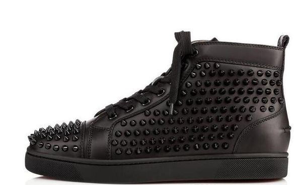 

christians red bottomed black white original box men shoes sneaker luxury party wedding shoes genuine leather louisfalt spikes qsp