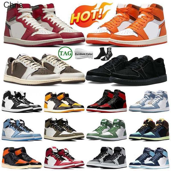 

jumpman 1s mens basketball shoes sneakers lost and found black phantom starfish taxi travis scotts stage haze bred, Black;white