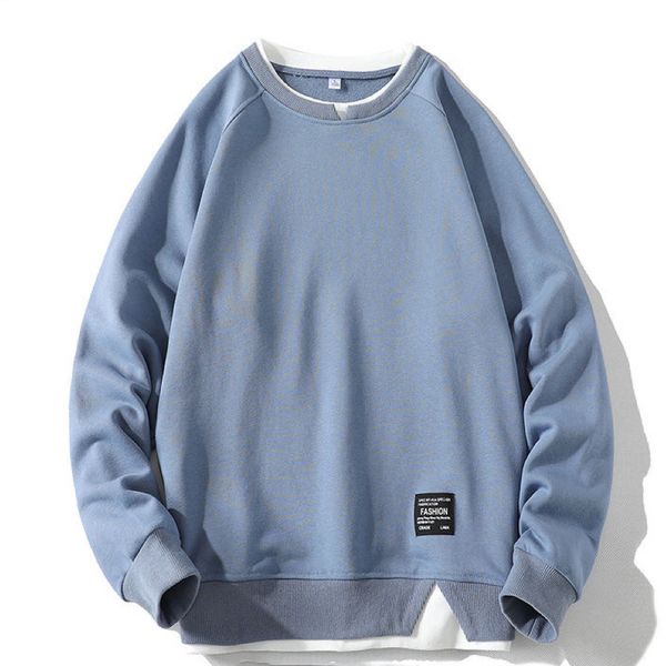 

designer streetwear for men and women pure cotton fake two-piece crewneck pullover hoodie hoodie long sleeves t-shirt, Black