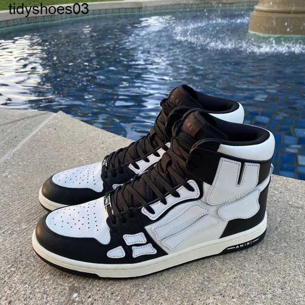 

amirs american high street sports casual board shoes men's fashion brand youth bone breathable versatile leather high shoes, Black