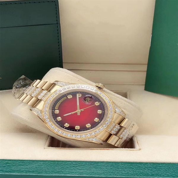 

fashion gold stainless steel strap diamond men's watches automatic movement mechanical watch 2813 daydate mens wristwatch men316b, Slivery;brown