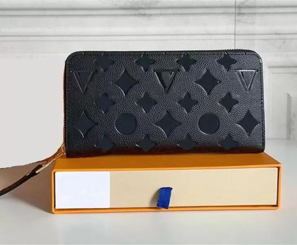 

fashion womens wallet clutch black diamond pattern embossing leather single zipper zippy wallets lady ladies long classic purse with orange, Red;black