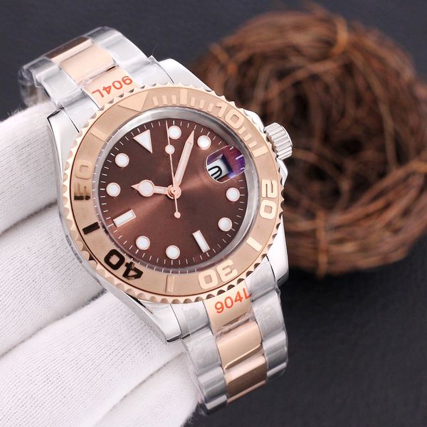 

watch for mens watches designer luxury watches size 40mm sliding watchs stainless steel rubber strap automatic mechanical luminous waterproo, Slivery;brown