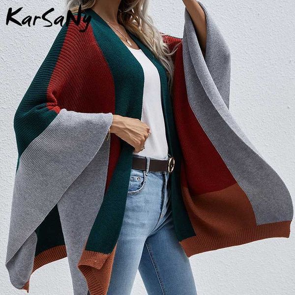 

women's sweaters knits tees plaid knitted cardigan oversize sweater loose autumn fashion s casual striped for 221224, White;black