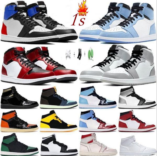 

men womens 1s high help basketball shoes sneaker lost found gorge green starfish bred patent dark mocha grey fog denim silver trainers sport