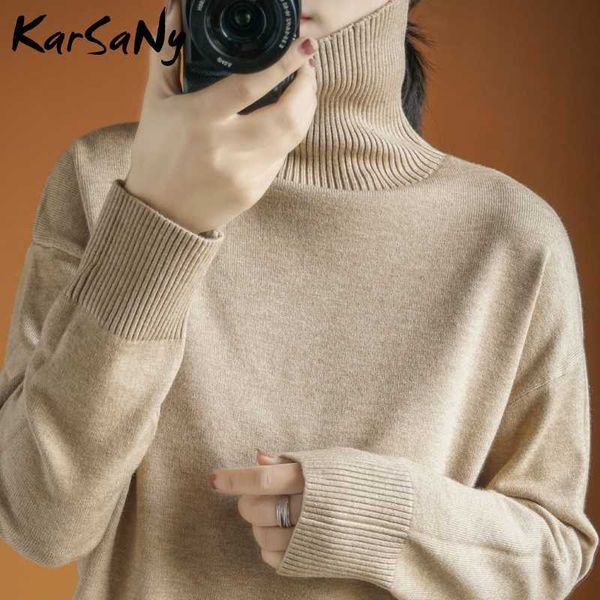 

women's sweaters black turtleneck thick warn pullovers for knitted autumn 2021 loose jumper 221224, White;black