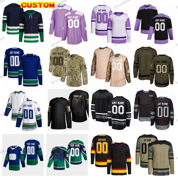

custom 2023 reverse retro 2.0 hockey jerseys boeser pettersson hughes demko sedin kuzmenko miller hronek garland beauvillier mikheyev ekman-, Black;red