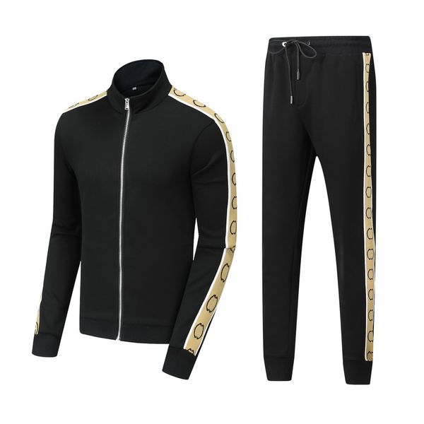 

mens tracksuits designers sportswear men tracksuit set mens long sleeve plaid printing pattern embroidery running track kit casual suit, Gray
