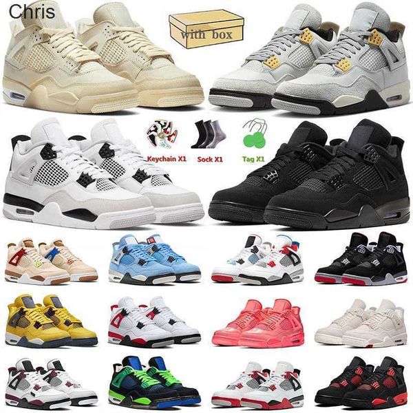 

with box 4s for men basketball shoes pn dust black cat jumpman 4 iv sail red cement university blue mens women trainers, Black;white