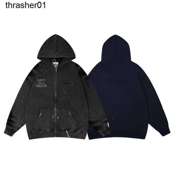 

men's hoodies sweatshirts designer galery dept fashion brand teenager water zipper cotton hoodie, Black
