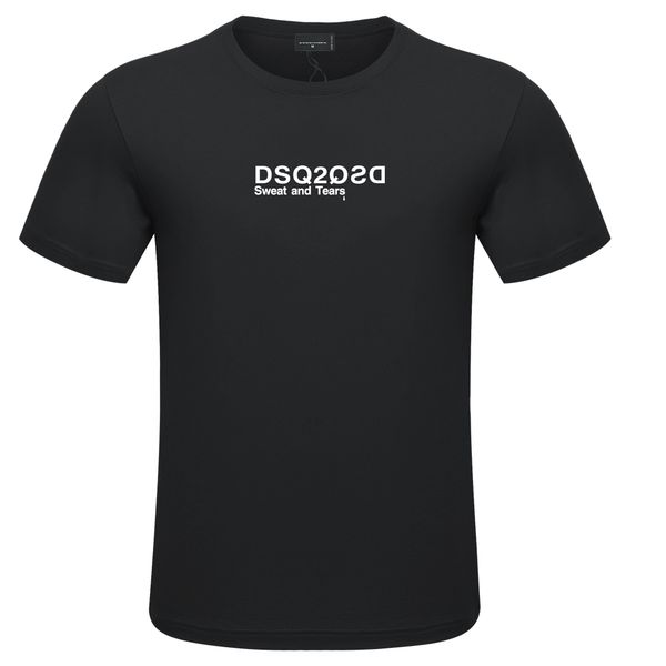 

dsq2 cotton twill fabric 2023 men's summer new men's printed casual short sleeve round neck t-shirt women's underlay versatil, White;black