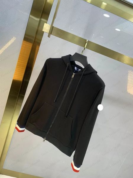 

designer french men's pocket hooded jacket fashion hoodie brand ladies luxury sleeve label hooded sweatshirt casual street hoodie, Black