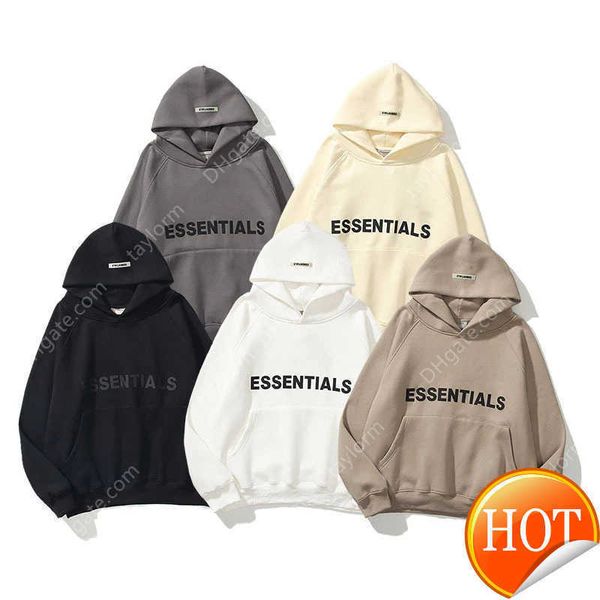 

fw22 men's and women's sweatshirt reflective letter printed fleece super dalian hoodie fashion hip hop street sweat, Black