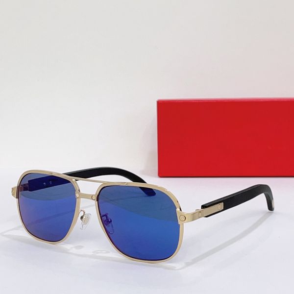 

gold wood pilot sunglasses blue lens men sunglass fashion sunnies shades uv400 eyewear with box, White;black