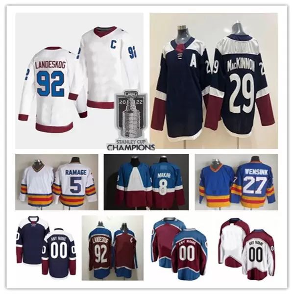 

colorado champions cale makar hockey jersey nazem kadri mikko rantanen gabriel landeskog nathan mackinnon sakic burakovsky toews lehkonen ku, Black;red