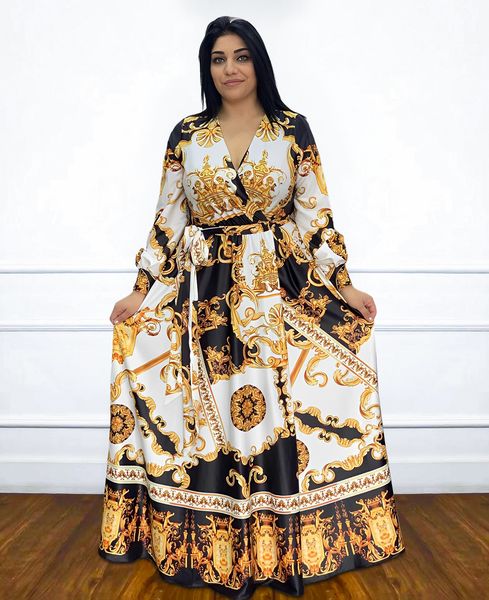 

vintage long sleeve floral printed dresses women party prom slim a-line dress ladies elegant pleated frock causal club clothing big size s-4, Black;gray