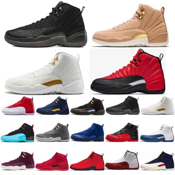 

12 red thunder men basketball shoes 12s outdoor retro trainers sport sneakers size 4.5-15.5