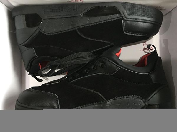 

christians red bottomed famous designer wedding sneakers mens shoes aurelien flat sneakers trainers outdoor walking amb, Black