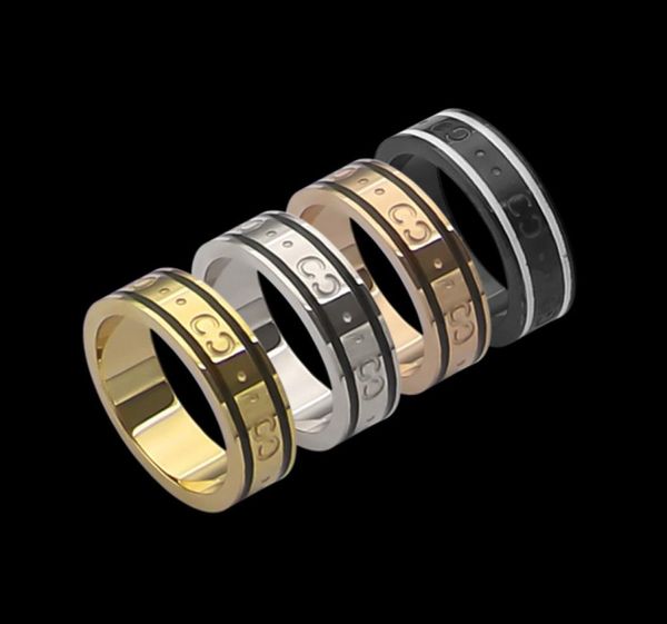 

europe america fashion style men lady women titanium steel engraved g initials double edge black enamel narrow ring us6us9 4 colo5489558, Slivery;golden