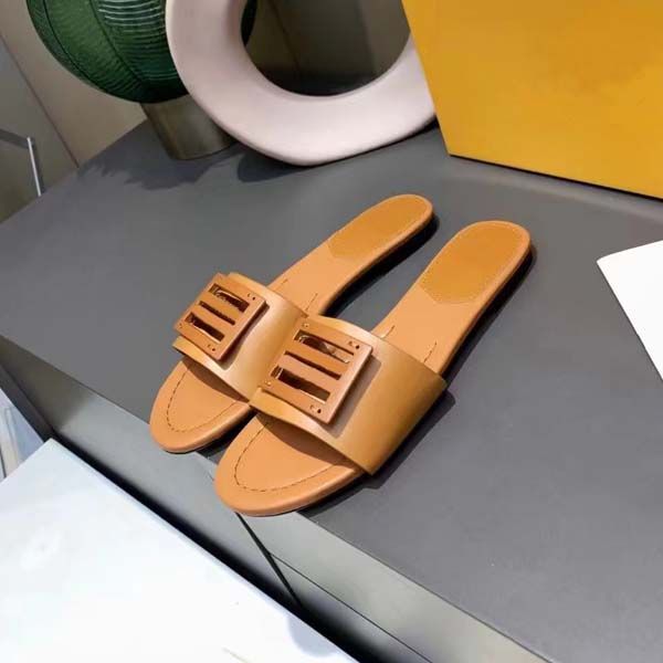 

women sandals designer letter slippers fashion casual sheepskin flat shoes size 35-42 with box, Black