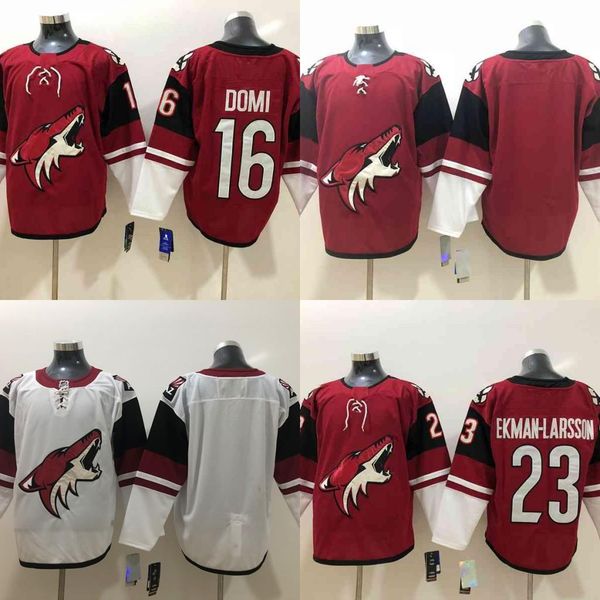 

wholesale hockey jersey phoenix arizona coyotes stitched mens 16 max domi jersey 23 oliver ekman-larsson red white blank hockey jerseys, Black;red