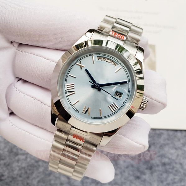 

automatic mechanical men's watches 40mm calendar u1 business roman character stainless steel 904l refined steel luminous waterproof wat, Slivery;brown