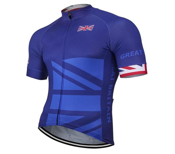 

racing jackets great britain cycling jersey men bike road mountain race blue bicycle wear riding clothing summer breathable6062622, Black;red
