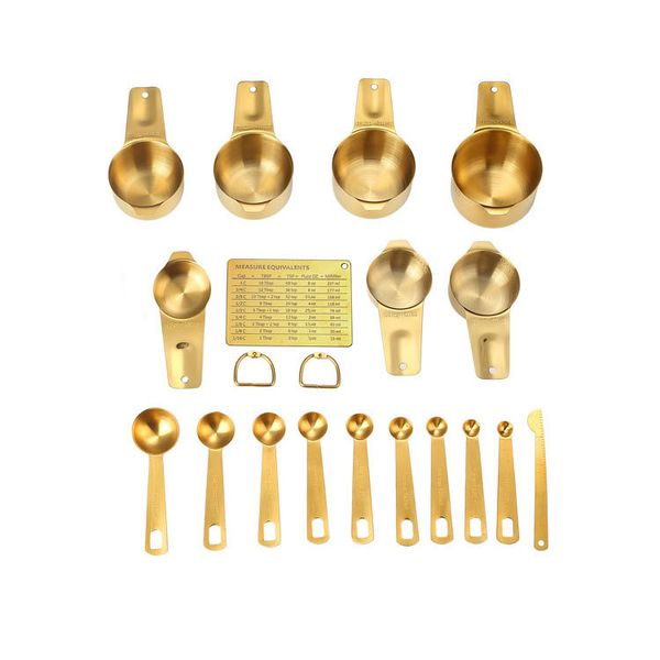 

copper measuring cups spoons 18 piece set kitchen tools stainless steel nesting measuring cups set with soft touch for dry liquid ingredient