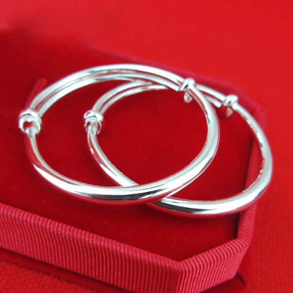 

allergic lovely baby bangles bracelets adjustable size s999 silver smooth polished baby bangles nice birthday gift, Black