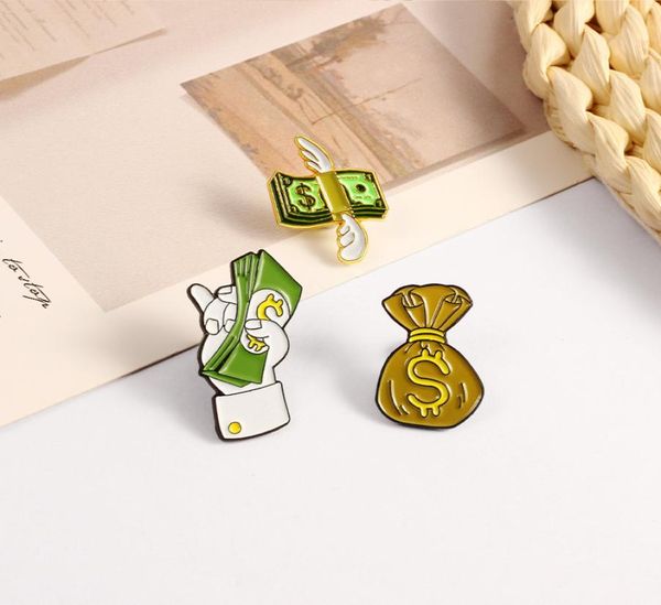 

titanium sport accessories pins, brooches money dollar cute pin for women kids fahsion jewelry shirt coat dress denim bag decor metal enamel