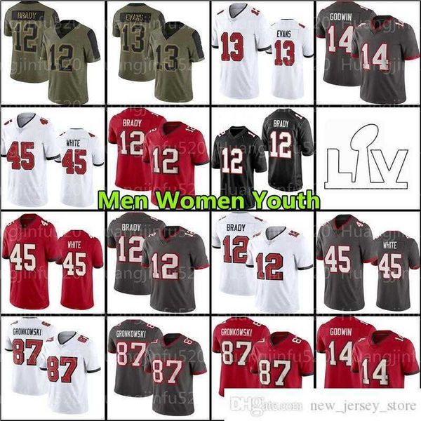 

12 tom brady 87 rob gronkowski jersey football mike evans devin white 14 chris godwin carlton davis jerseys winfield leonard fournette, Black;red
