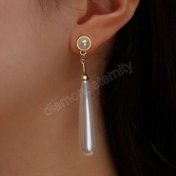 

gold color simple simulated pearl beads water drop dangle earrings brincos party wedding earrings aretes de mujer, Silver