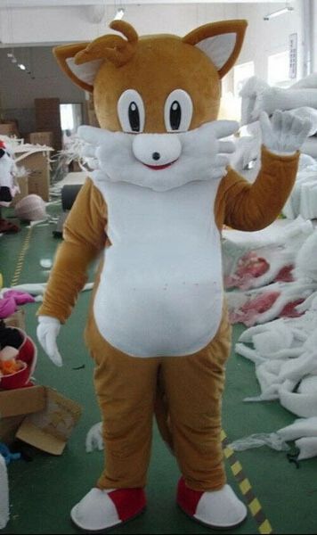 

cute brown furry fursuit halloween cat mascot costume set role-playing party game dress up costume christmas gift, Red;yellow