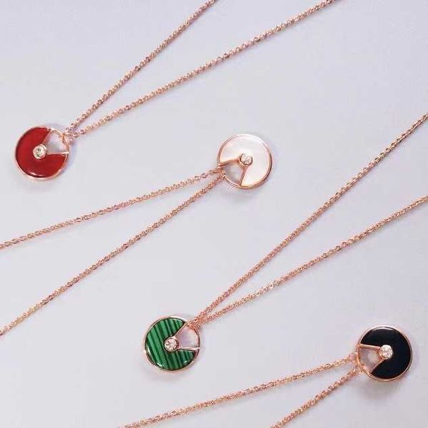 

kajia high edition seiko agate amulet necklace 18k gold white fritillaria peace charm pendant sweet cross chain, Silver