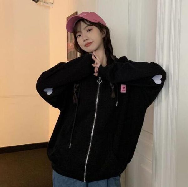 

2023 women's hoodies & sweatshirts american style hong kong retro chic fashion brand coat spring and autumn trendy idle girl hiphop, Black
