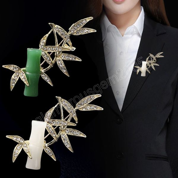 

fashion style bamboo brooch alloy full drill bamboo corsage cardigan coat pin accessory chinese bamboo leaf accessories, Gray