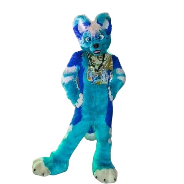 

fursuit blue husky wolf mascot costume fox dress costume carnival, Red;yellow