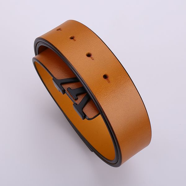 

genuine leather ladies jeans men designers belts classic fashion luxury casual letter l smooth buckle womens mens leather belt carry with gi, Black;brown